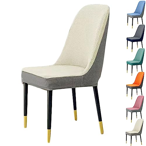 ouxei Plaid Verdickt Esszimmer Stuhl Abdeckungen Set Von 1/2/4/6, Stretch Gebogene Zurück Zwei-Farben Nähte Protektoren(White 1pcs) von ouxei