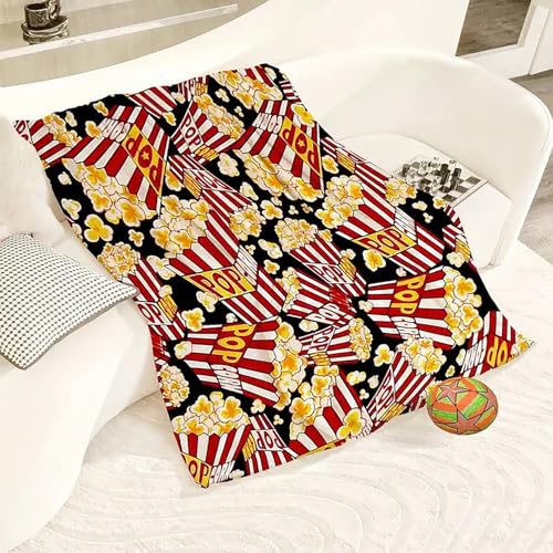 ouxei Plüschdecke Mit Popcorn-Aufdruck Für Teenager, Kuscheliger, Seidiger Flanell, Doppelbettgröße, Waschbarer Überwurf(51 * 59inch) von ouxei