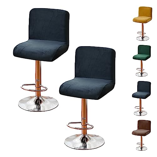 ouxei Samt-Barhocker-Bezüge, 2er-/4er-/6er-Set – Dehnbar, Waschbar, Universell Für Drehbare Kneipen-/Thekenhocker(Dark Blue 2pcs) von ouxei