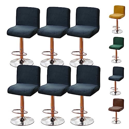 ouxei Samt-Barhocker-Bezüge, 2er-/4er-/6er-Set – Dehnbar, Waschbar, Universell Für Drehbare Kneipen-/Thekenhocker(Dark Blue 6pcs) von ouxei
