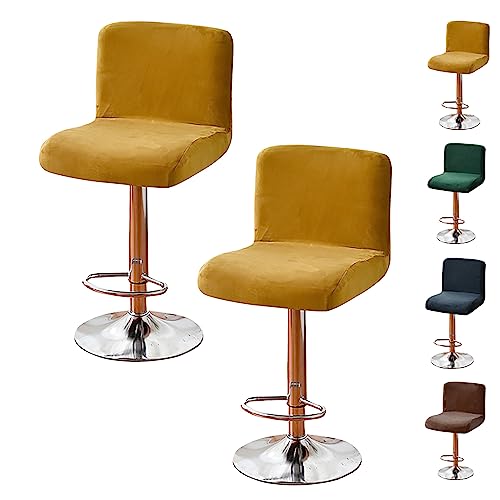 ouxei Samt-Barhocker-Bezüge, 2er-/4er-/6er-Set – Dehnbar, Waschbar, Universell Für Drehbare Kneipen-/Thekenhocker(Yellow 2pcs) von ouxei