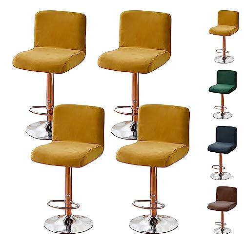 ouxei Samt-Barhocker-Bezüge, 2er-/4er-/6er-Set – Dehnbar, Waschbar, Universell Für Drehbare Kneipen-/Thekenhocker(Yellow 4pcs) von ouxei
