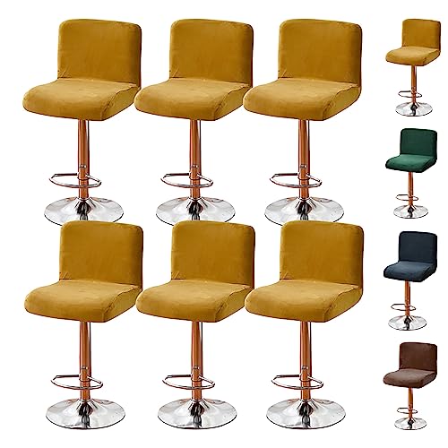ouxei Samt-Barhocker-Bezüge, 2er-/4er-/6er-Set – Dehnbar, Waschbar, Universell Für Drehbare Kneipen-/Thekenhocker(Yellow 6pcs) von ouxei
