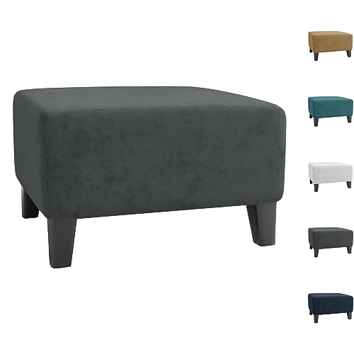 ouxei Samt Ottomane Abdeckung Elastische S/L/XL Rechteckigen Platz Lagerung Fußhocker Schonbezug Universal(Gray 1pcs,X-Large) von ouxei