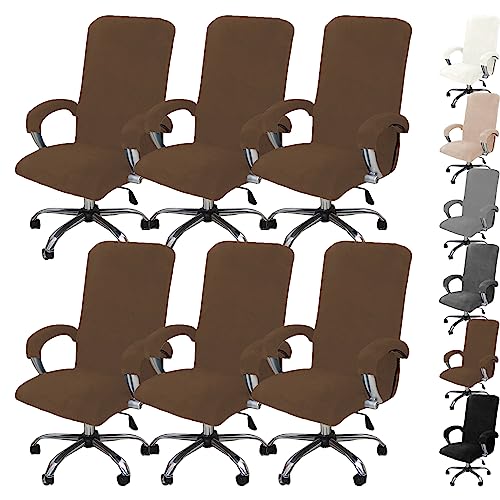 ouxei Samt-Sitzbezüge Für Bürostühle, 1er-/2er-/4er-/6er-Set – Dehnbare, Abnehmbare Und Waschbare Schonbezüge Für Computer-/Gaming-Stühle(Brown 6pcs,X-Large) von ouxei