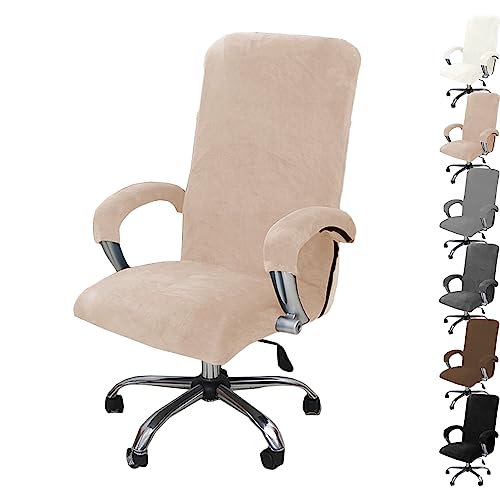 ouxei Samt-Sitzbezüge Für Bürostühle, 1er-/2er-/4er-/6er-Set – Dehnbare, Abnehmbare Und Waschbare Schonbezüge Für Computer-/Gaming-Stühle(Khaki 1pcs,Large) von ouxei