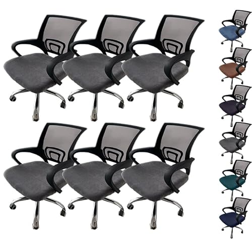 ouxei Samt-Sitzbezug Für Bürostühle, 2-teilig – Dehnbare, Abnehmbare Bezüge Für Computer-/Schreibtisch-Drehstühle(E 6pcs) von ouxei