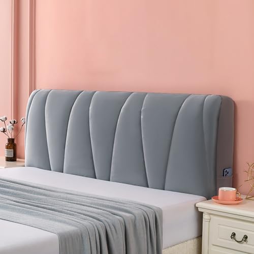 ouxei Samtbezug Für Bettkopfteile – Dicker, Gesteppter, Staubdichter Bezug Für Full-/Queen-/King-Size-Betten, Waschbarer Schutz(Grey,220cm(86.6in)) von ouxei