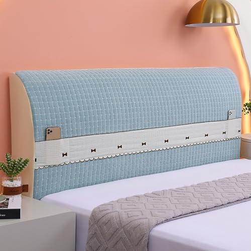 ouxei Samtbezug Für Bettkopfteile Mit Schleifenmuster – Verdickter Polsterschutz Für Twin-/Full-/Queen-/Kingsize-Betten(Blue,86in) von ouxei
