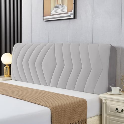 ouxei Samtgesteppter Kopfteil-Schonbezug - Dicker Schutz Mit Baumwollfüllung Für Doppelbetten/Queensize-/Kingsize-Betten, Staubdichtes Dekor(LightGray,120cm(47.2in)) von ouxei