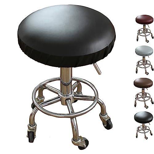 ouxei Sitzbezüge Für Runde Barhocker Aus PU-Leder, 1er-/2er-/4er-Set, Wasserdicht, Dehnbare Schonbezüge Für Drehstühle/Hebestühle(Black 1pcs) von ouxei