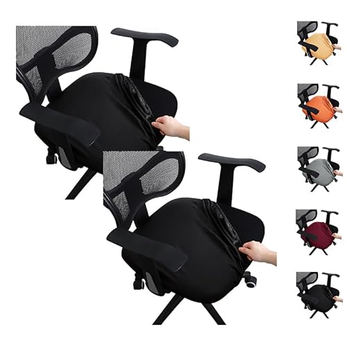 ouxei Sitzbezug Für Bürostühle Aus PU-Leder, Dehnbarer, Elastischer Drehstuhlschutz Für Computertische(Black 2pcs) von ouxei