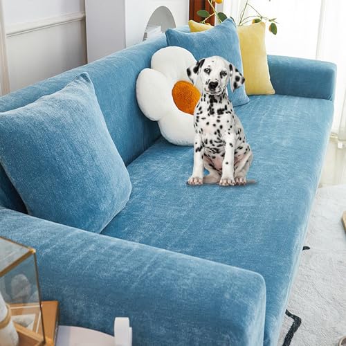 ouxei Sofabezug Aus Stretch-Chenille, Einfarbig, Für Sofas Mit 2–4 Kissen, Ganzjahresschutz Mit Passendem Kissenbezug, Waschbar(E,Footstool Cover) von ouxei