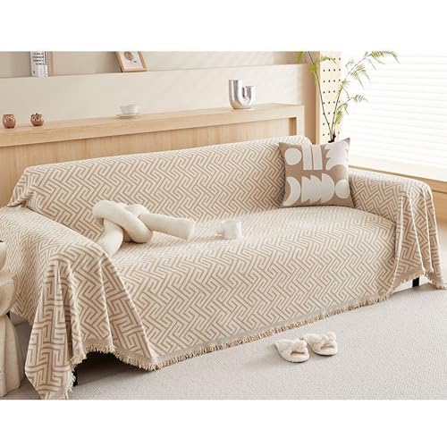 ouxei Sofabezug Für Zweisitzer, 2–4 Kissen, Kratzfester Chenille-Schutz Mit Quaste, Langlebig(Curry,180 * 180cm/71 * 71in) von ouxei