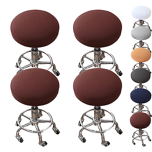 ouxei Stretch-Barhocker-Sitzbezüge-Set – Elastische Runde Schonbezüge Für Bar, Hotel, Café – Waschbar, rutschfest(Brown 4pcs) von ouxei