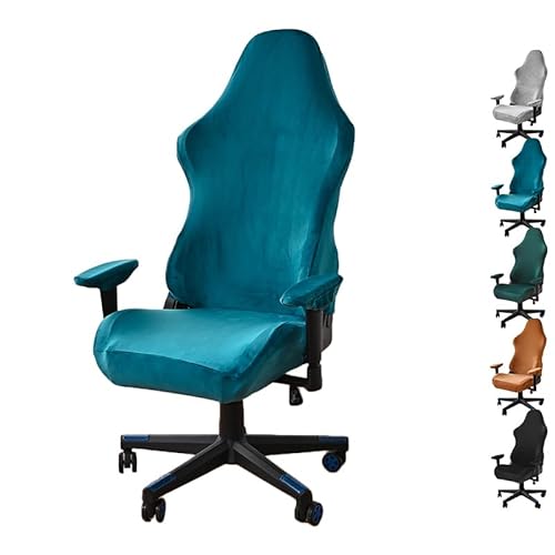 ouxei Stretch-Bezüge Für Computer- Und Bürostühle Aus Samt – Abnehmbare, Waschbare Schoner Für Drehbare Schreibtischstühle Mit Armlehnen(Blue 1pcs) von ouxei