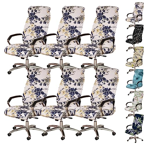 ouxei Stretch-Bezüge Für Drehstühle Mit Hoher Rückenlehne, 1er-/2er-/4er-/6er-Set, Waschbar, Für Gaming-/Bürostühle(A 6pcs,Medium) von ouxei