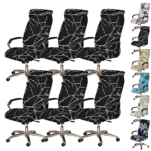 ouxei Stretch-Bezüge Für Drehstühle Mit Hoher Rückenlehne, 1er-/2er-/4er-/6er-Set, Waschbar, Für Gaming-/Bürostühle(B 6pcs,Medium) von ouxei