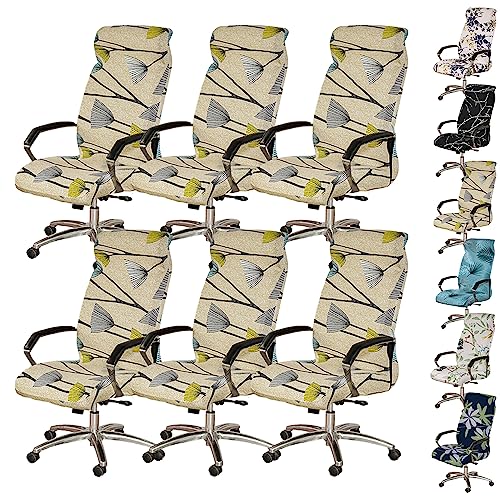 ouxei Stretch-Bezüge Für Drehstühle Mit Hoher Rückenlehne, 1er-/2er-/4er-/6er-Set, Waschbar, Für Gaming-/Bürostühle(C 6pcs,Large) von ouxei