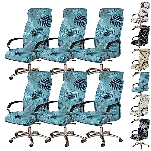 ouxei Stretch-Bezüge Für Drehstühle Mit Hoher Rückenlehne, 1er-/2er-/4er-/6er-Set, Waschbar, Für Gaming-/Bürostühle(D 6pcs,Medium) von ouxei