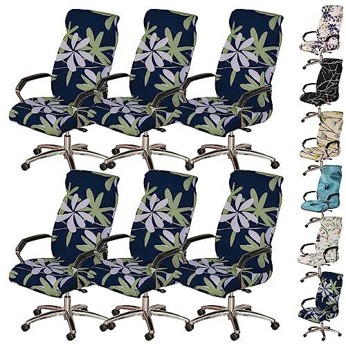 ouxei Stretch-Bezüge Für Drehstühle Mit Hoher Rückenlehne, 1er-/2er-/4er-/6er-Set, Waschbar, Für Gaming-/Bürostühle(F 6pcs,Medium) von ouxei