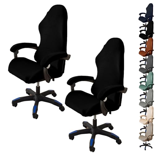 ouxei Stretch-Bürostuhlbezug Aus Samt – Universelle Passform Für Computer-/Schreibtisch-/Gaming-Stühle, Waschbar, Mit 2 Armlehnenbezügen(B 2pcs) von ouxei