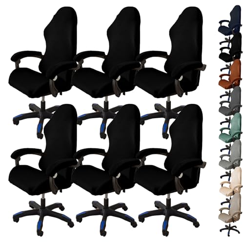 ouxei Stretch-Bürostuhlbezug Aus Samt – Universelle Passform Für Computer-/Schreibtisch-/Gaming-Stühle, Waschbar, Mit 2 Armlehnenbezügen(B 6pcs) von ouxei