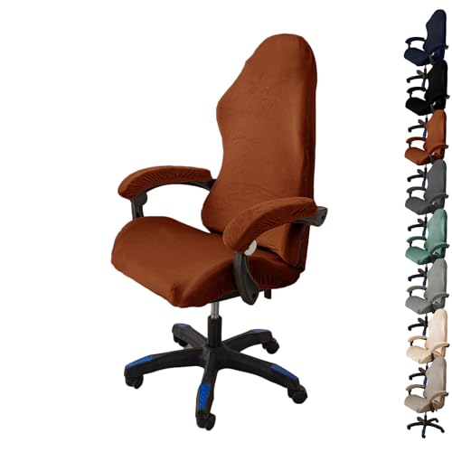 ouxei Stretch-Bürostuhlbezug Aus Samt – Universelle Passform Für Computer-/Schreibtisch-/Gaming-Stühle, Waschbar, Mit 2 Armlehnenbezügen(C 1pcs) von ouxei