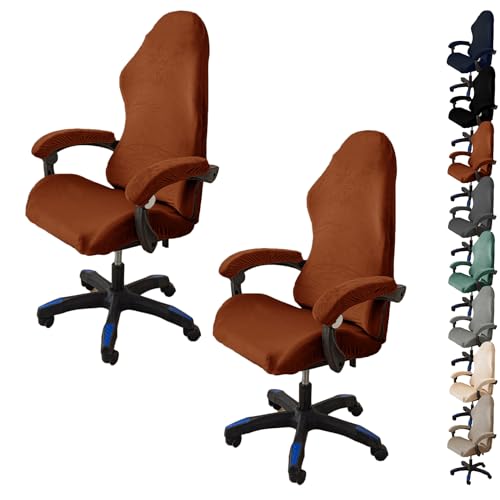 ouxei Stretch-Bürostuhlbezug Aus Samt – Universelle Passform Für Computer-/Schreibtisch-/Gaming-Stühle, Waschbar, Mit 2 Armlehnenbezügen(C 2pcs) von ouxei