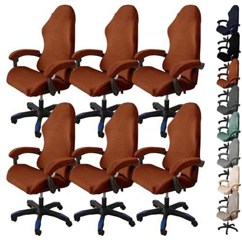 ouxei Stretch-Bürostuhlbezug Aus Samt – Universelle Passform Für Computer-/Schreibtisch-/Gaming-Stühle, Waschbar, Mit 2 Armlehnenbezügen(C6pcs) von ouxei