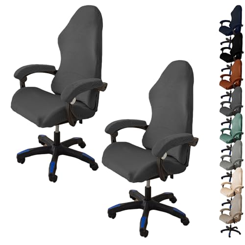 ouxei Stretch-Bürostuhlbezug Aus Samt – Universelle Passform Für Computer-/Schreibtisch-/Gaming-Stühle, Waschbar, Mit 2 Armlehnenbezügen(D 2pcs) von ouxei