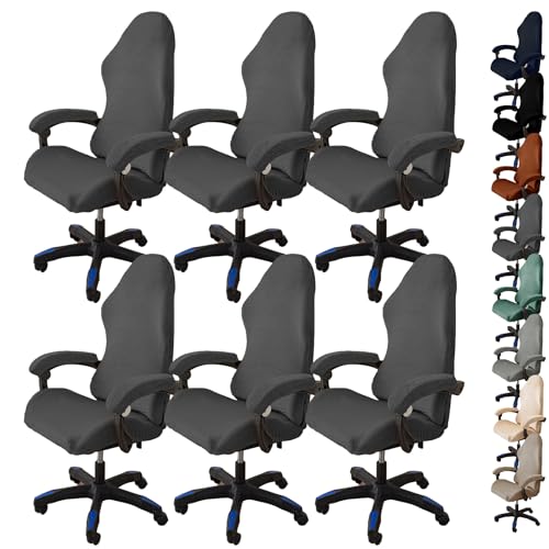 ouxei Stretch-Bürostuhlbezug Aus Samt – Universelle Passform Für Computer-/Schreibtisch-/Gaming-Stühle, Waschbar, Mit 2 Armlehnenbezügen(D 6pcs) von ouxei