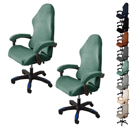 ouxei Stretch-Bürostuhlbezug Aus Samt – Universelle Passform Für Computer-/Schreibtisch-/Gaming-Stühle, Waschbar, Mit 2 Armlehnenbezügen(E 2pcs) von ouxei