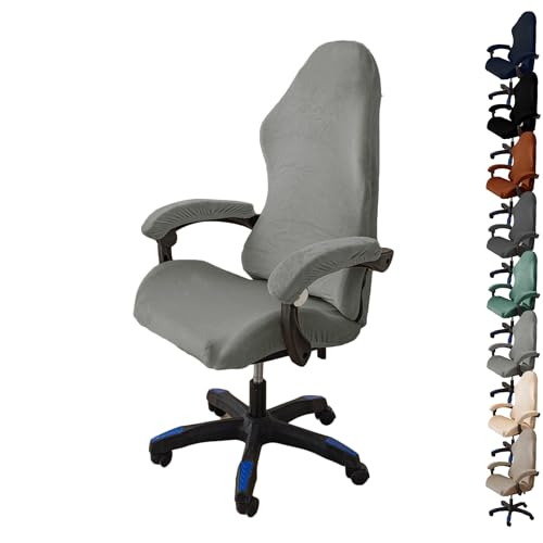 ouxei Stretch-Bürostuhlbezug Aus Samt – Universelle Passform Für Computer-/Schreibtisch-/Gaming-Stühle, Waschbar, Mit 2 Armlehnenbezügen(F 1pcs) von ouxei