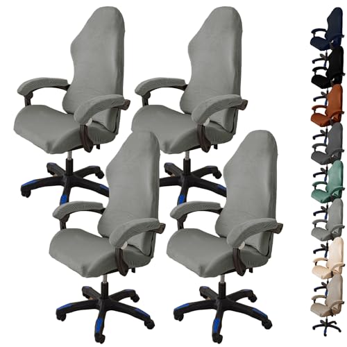 ouxei Stretch-Bürostuhlbezug Aus Samt – Universelle Passform Für Computer-/Schreibtisch-/Gaming-Stühle, Waschbar, Mit 2 Armlehnenbezügen(F 4pcs) von ouxei