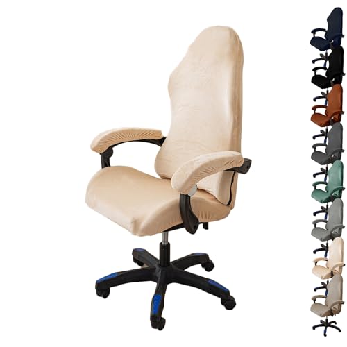 ouxei Stretch-Bürostuhlbezug Aus Samt – Universelle Passform Für Computer-/Schreibtisch-/Gaming-Stühle, Waschbar, Mit 2 Armlehnenbezügen(G 1pcs) von ouxei