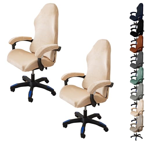 ouxei Stretch-Bürostuhlbezug Aus Samt – Universelle Passform Für Computer-/Schreibtisch-/Gaming-Stühle, Waschbar, Mit 2 Armlehnenbezügen(G 2pcs) von ouxei