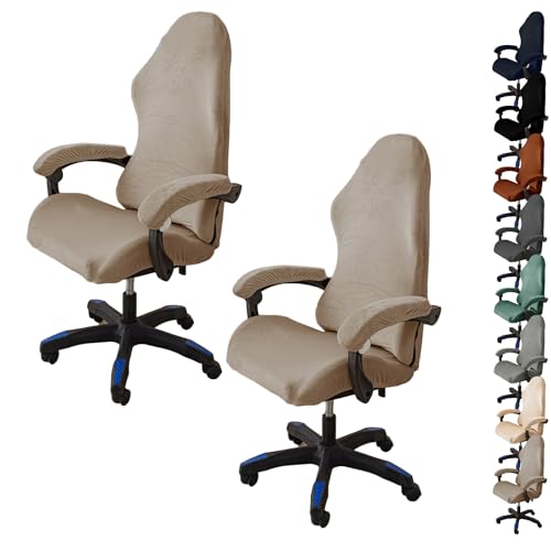 ouxei Stretch-Bürostuhlbezug Aus Samt – Universelle Passform Für Computer-/Schreibtisch-/Gaming-Stühle, Waschbar, Mit 2 Armlehnenbezügen(H 2pcs) von ouxei