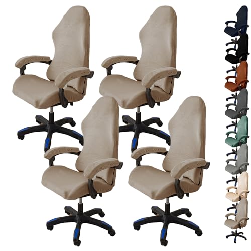 ouxei Stretch-Bürostuhlbezug Aus Samt – Universelle Passform Für Computer-/Schreibtisch-/Gaming-Stühle, Waschbar, Mit 2 Armlehnenbezügen(H 4pcs) von ouxei