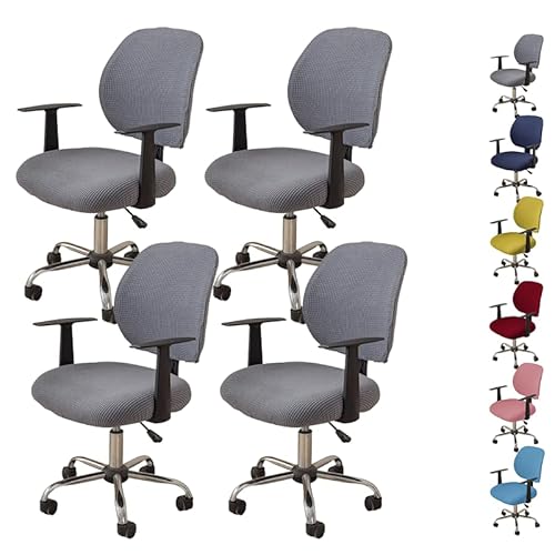 ouxei Stretch-Bürostuhlbezug Mit Plaidmuster – Verdickter Schonbezug Für Drehbare Drehstühle Mit Geteiltem Schreibtisch(A 4pcs) von ouxei