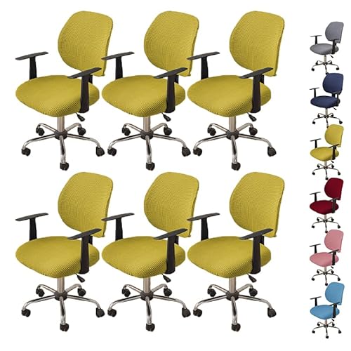 ouxei Stretch-Bürostuhlbezug Mit Plaidmuster – Verdickter Schonbezug Für Drehbare Drehstühle Mit Geteiltem Schreibtisch(C 6pcs) von ouxei