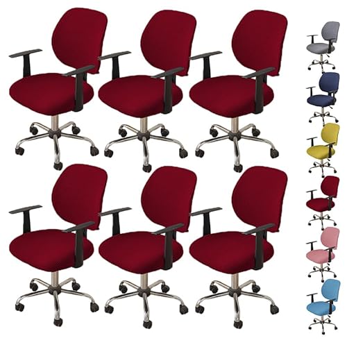 ouxei Stretch-Bürostuhlbezug Mit Plaidmuster – Verdickter Schonbezug Für Drehbare Drehstühle Mit Geteiltem Schreibtisch(D 6pcs) von ouxei