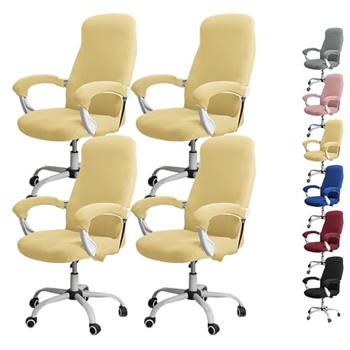ouxei Stretch-Bürostuhlbezug Mit Reißverschluss – Elastischer Universal-Schonbezug Für Computer-/Schreibtisch-/Drehstühle(C 4pcs,Large) von ouxei