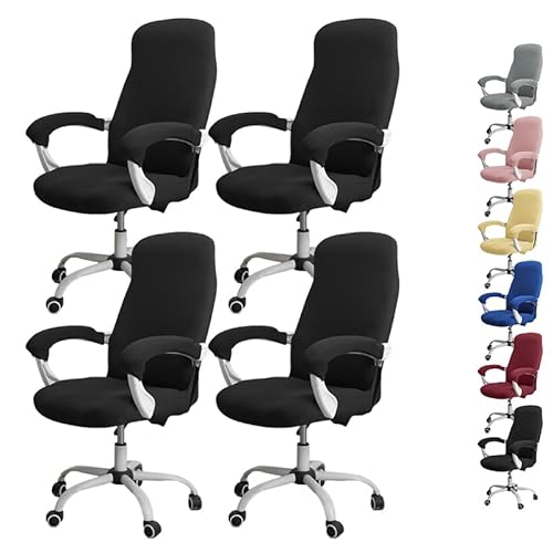 ouxei Stretch-Bürostuhlbezug Mit Reißverschluss – Elastischer Universal-Schonbezug Für Computer-/Schreibtisch-/Drehstühle(F 4pcs,Large) von ouxei