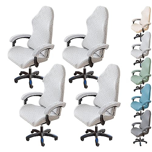ouxei Stretch-Bürostuhlbezug-Set (1/2/4/6) – Einteiliger Schonbezug Für Drehstühle Mit Hoher Rückenlehne Für Gaming-Schreibtische(Wgray 4pcs) von ouxei