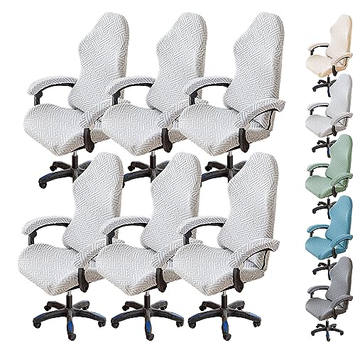 ouxei Stretch-Bürostuhlbezug-Set (1/2/4/6) – Einteiliger Schonbezug Für Drehstühle Mit Hoher Rückenlehne Für Gaming-Schreibtische(Wgray 6pcs) von ouxei