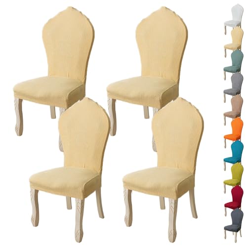 ouxei Stretch-Esszimmerstuhl-Schonbezug Mit Runder Rückenlehne, Elastisch, Gebogen, Hohe Rückenlehne, 2er-Set/4er-Set/6er-Set Für Küchenbankette(B 4pcs) von ouxei
