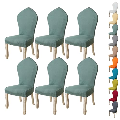 ouxei Stretch-Esszimmerstuhl-Schonbezug Mit Runder Rückenlehne, Elastisch, Gebogen, Hohe Rückenlehne, 2er-Set/4er-Set/6er-Set Für Küchenbankette(C 6pcs) von ouxei