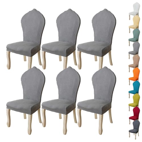 ouxei Stretch-Esszimmerstuhl-Schonbezug Mit Runder Rückenlehne, Elastisch, Gebogen, Hohe Rückenlehne, 2er-Set/4er-Set/6er-Set Für Küchenbankette(D 6pcs) von ouxei