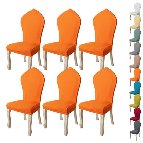 ouxei Stretch-Esszimmerstuhl-Schonbezug Mit Runder Rückenlehne, Elastisch, Gebogen, Hohe Rückenlehne, 2er-Set/4er-Set/6er-Set Für Küchenbankette(F 6pcs) von ouxei